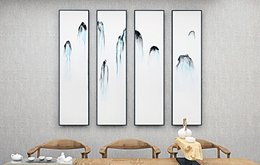 新中式入戶(hù)玄關(guān)餐廳掛畫(huà)抽象壁畫(huà)-寫(xiě)意山水